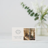 Elegante monogram QR-code interieurontwerper Visitekaartje (Staand voorkant)