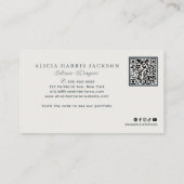 Elegante monogram QR-code interieurontwerper Visitekaartje (Achterkant)