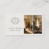 Elegante monogram QR-code interieurontwerper Visitekaartje (Voorkant)