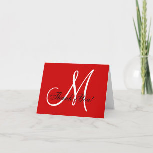 Elegante Monogram Rode Bedankkaart