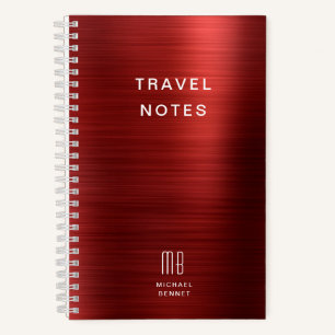 Elegante Monogram Rode Reis Notitieboek