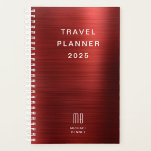 Elegante Monogram Rode Reis Planner