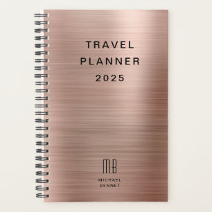 Elegante Monogram Rose Goud Reis Planner
