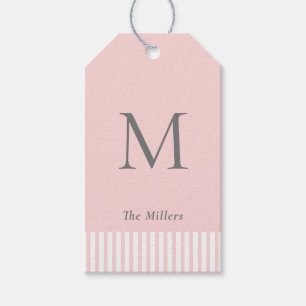 Elegante Monogram Roze & Grijs Cadeaubijslagen Cadeaulabel