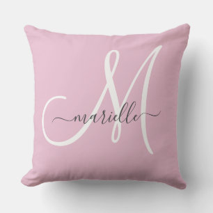Elegante Monogram Roze Kussenhoes Kussen