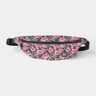 Elegante Monogram Roze Rozen Heuptasje
