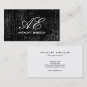 Elegante Monogram Script Grunge Visitekaartje (Voorkant / Achterkant)