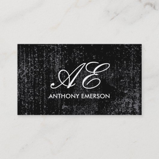 Elegante Monogram Script Grunge Visitekaartje (Voorkant)