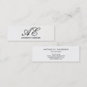 Elegante Monogram Script Moderne Achtergrond Mini Visitekaartje (Voorkant / Achterkant)