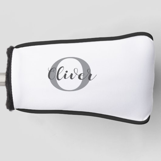 Elegante monogram scriptnaam golfheadcover (Voorkant)