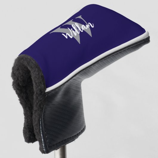 Elegante monogram scriptnaam golfheadcover (3/4 voorkant)