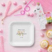 Elegante Monogram Simpele Witte Gouden Bruiloft Ch Papieren Bordje (Feest)