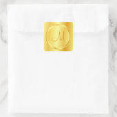 Elegante monogram sjabloon nep goud modern vierkante sticker (Tas)