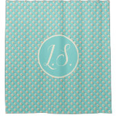 Elegante Monogram Turquoise Badgordijn met Parels Douchegordijn (Voorkant)