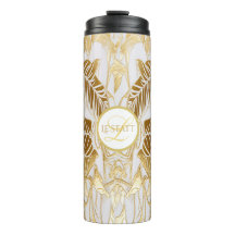 Elegante monogram vergulde aura thermische tumbler
