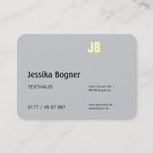 Elegante Monogram Visitenkarten Visitekaartje (Voorkant)