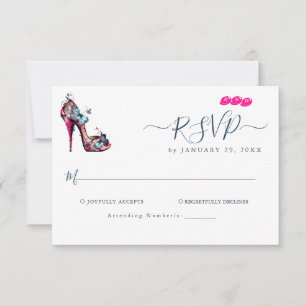 Elegante Monogram Vlinder Gehakt-Schoen Bruiloft RSVP Kaartje