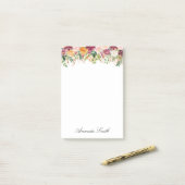 Elegante Monogram Waterverf Roos Bloementuin Post-it® Notes (Op bureau)