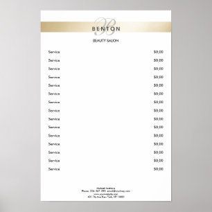 Elegante Monogram Wit Gouden Streep Prijzenlijst  Poster