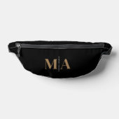 Elegante Monogrammed Black Gold Naam Heuptasje (Liggend)