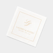 Elegante Monogrammed Eenvoudig Script Trouwgoud Folie Servetten (Links)