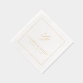 Elegante Monogrammed Eenvoudig Script Trouwgoud Folie Servetten (Rechts)