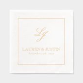 Elegante Monogrammed Eenvoudig Script Trouwgoud Folie Servetten (Voorkant)
