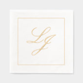 Elegante Monogrammed Eenvoudig Script Trouwgoud Folie Servetten (Voorkant)