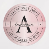 Elegante Monogrammed Faux Roos Gold Waterdicht Labels (Design 1)