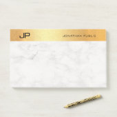 Elegante Monogrammed Goud Marmer Eenvoudige Sjablo Post-it® Notes (Op bureau)