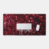 Elegante Monogrammed initiaal Red Sequins Desk Mat (Keyboard & Muis)