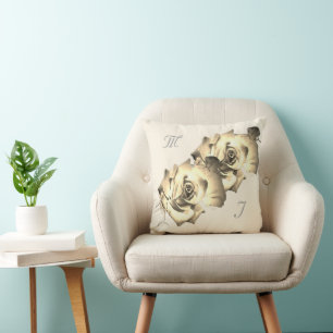 Elegante Monogrammed met Naam Roos Sierkussen