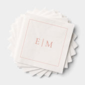Elegante Monogrammed Minimal Wedding Roos Gold Folie Servetten (Insitu (Gestapeld))