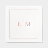 Elegante Monogrammed Minimal Wedding Roos Gold Folie Servetten (Voorkant)