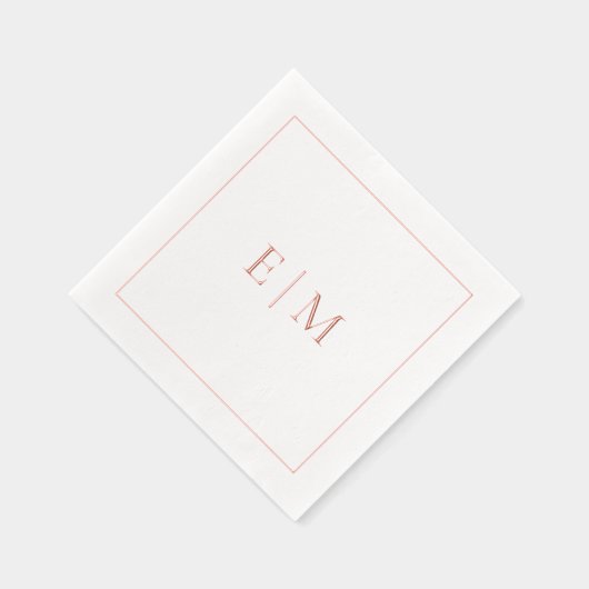 Elegante Monogrammed Minimal Wedding Roos Gold Folie Servetten (Rechts)