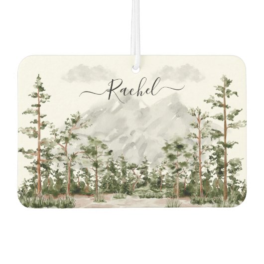 Elegante Monogrammed Waterverf Berg en Bos Luchtverfrisser (Voorkant)