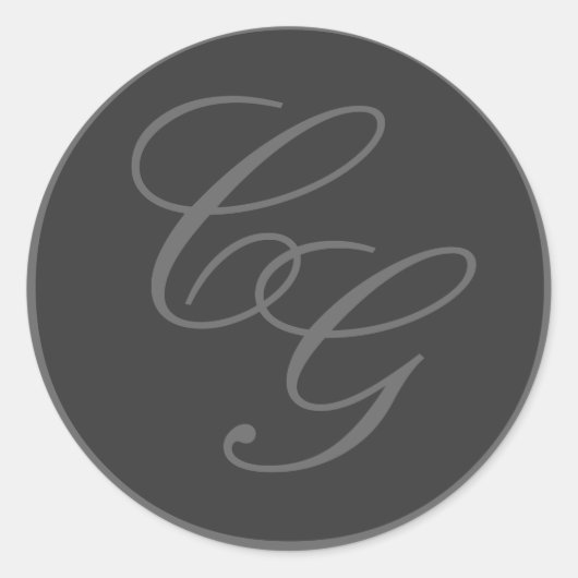 Elegante Monogrammen Grijs Bruiloft Sticker (Voorkant)