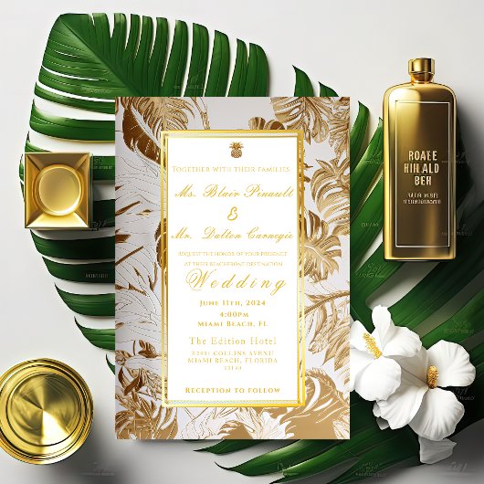 Élégante Monstère Or Dorée Invitation Foil