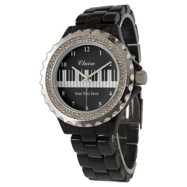 Elégante montre de piano noir et blanc pour femmes (Incliné)