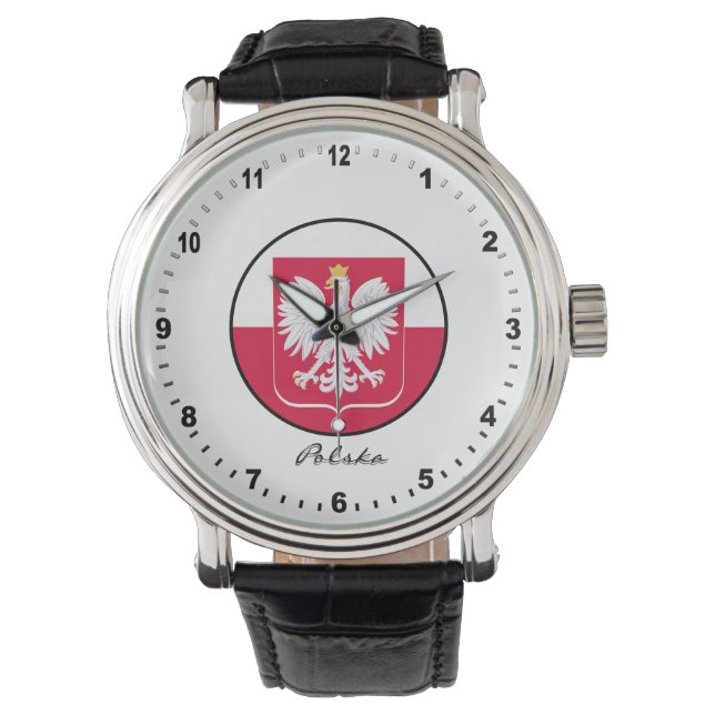 Elégante montre Pologne & drapeau polonais / Varso (devant)