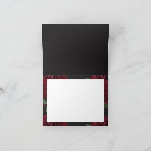 Elegante Moody Bloed Rode Roos Bloemen Huwelijk Ge Bedankkaart (Binnen)