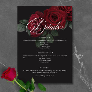 Elegante Moody Bloed Rode Rozen Bloemen Details Informatiekaartje