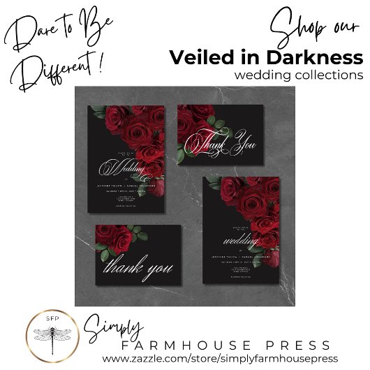 Elegante Moody Bloed Rode Rozen Bloemen Huwelijk Kaart