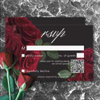 Elegante Moody Blood Red Roses Floral QR-code