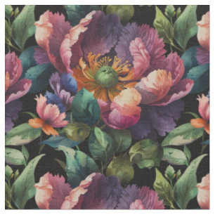 Elegante moody Donkerroze bloemen Stof
