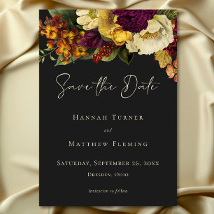 Elegante Moody Jewel Bloemen Huwelijk Save The Date