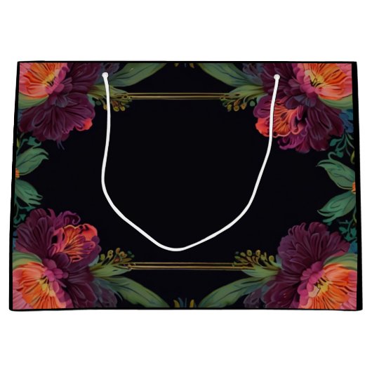 Elegante moody peachy roze boho bloemen groot cadeauzakje (Voorkant)