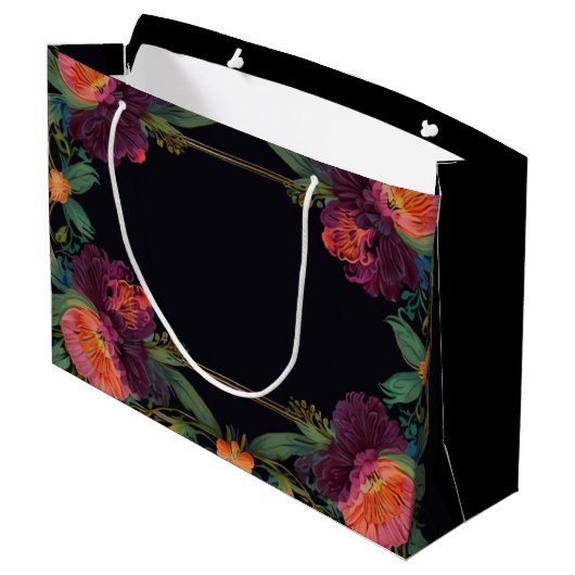 Elegante moody peachy roze boho bloemen groot cadeauzakje (Achterkant Gekanteld)