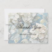 Elegante moody stoffige blauw waterverf bloemen bedankkaart (Voorkant)