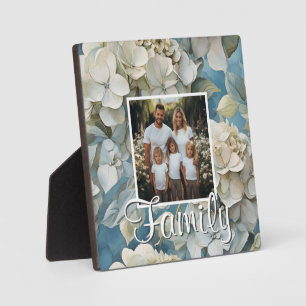 Elegante moody stoffige blauw waterverf bloemen fotoplaat